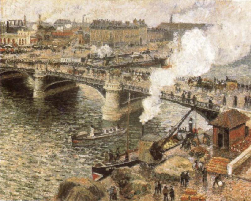 Camille Pissarro Pont Boiedieu in Rouen in a Drizzle oil painting picture